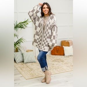 Hot Chocolate Checkered Sweater- Mocha